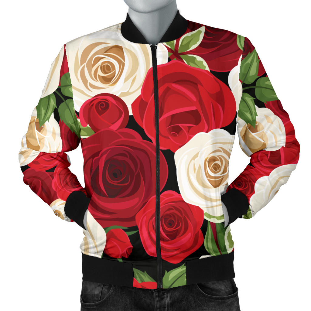 Rose Pattern Print Design RO06 Men Bomber Jacket