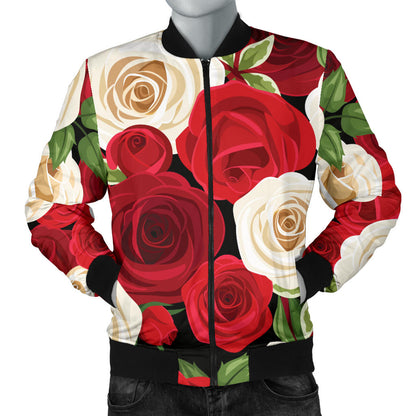 Rose Pattern Print Design RO06 Men Bomber Jacket