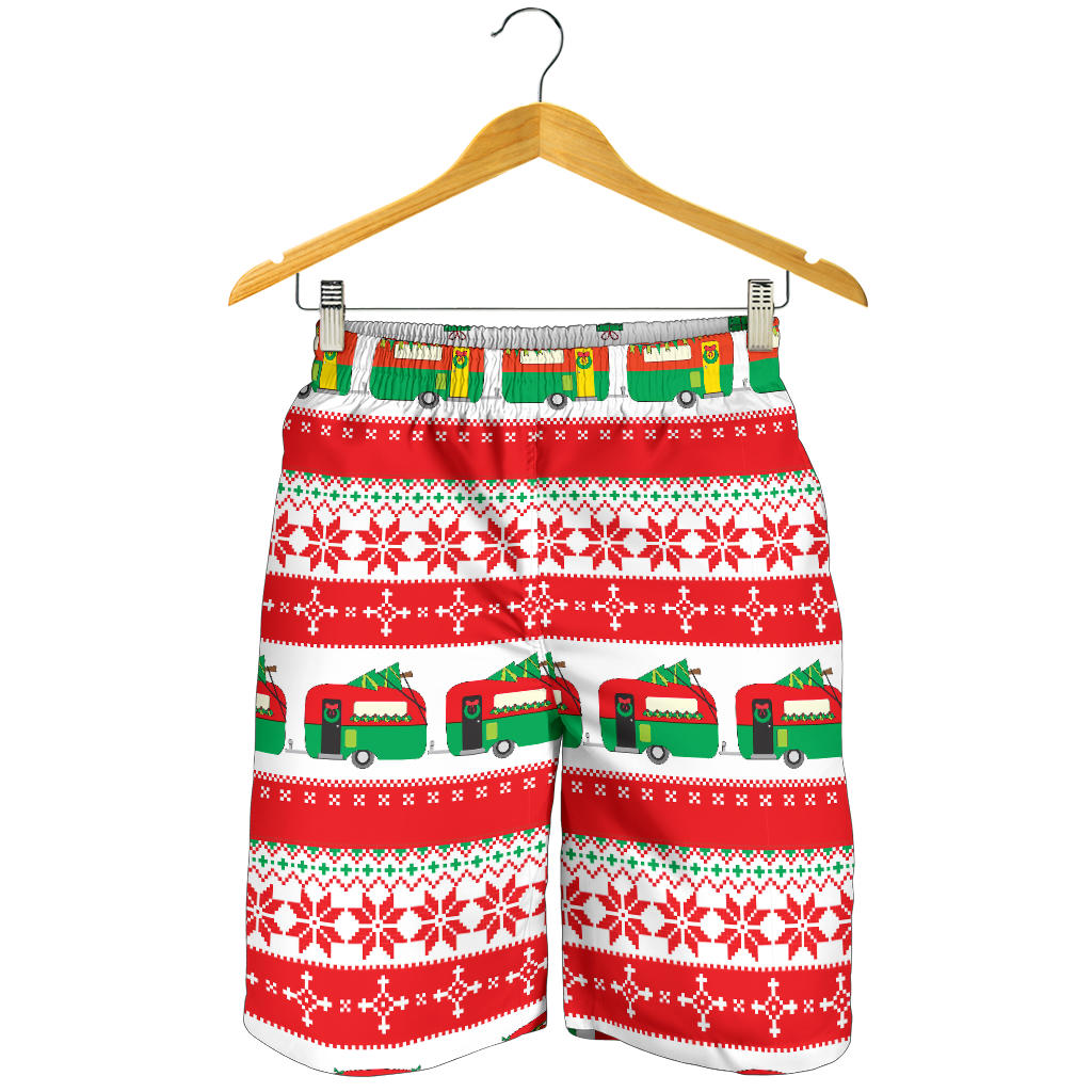 Camper Camping Ugly Christmas Design Print Mens Shorts