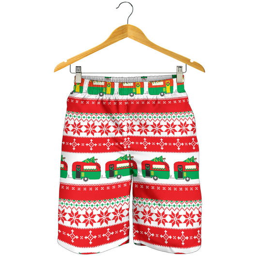 Camper Camping Ugly Christmas Design Print Mens Shorts