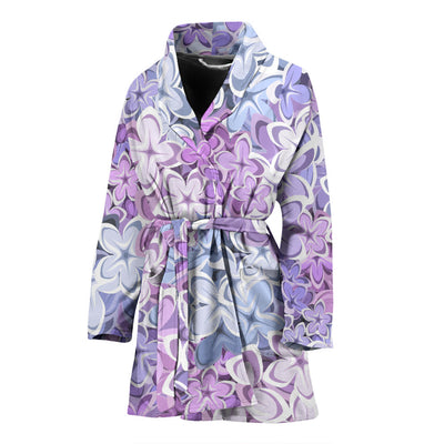 Lilac Pattern Print Design LI01 Women Bathrobe