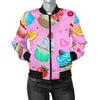 Cupcake Pattern Print Design CP05 Women Bomber Jacket