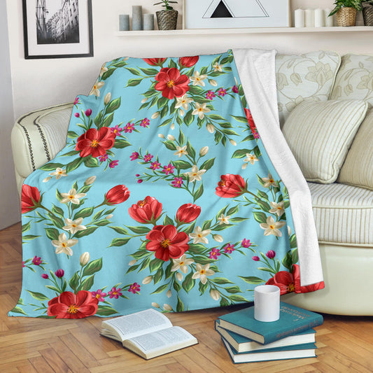 Summer Floral Pattern Print Design SF011 Fleece Blanket