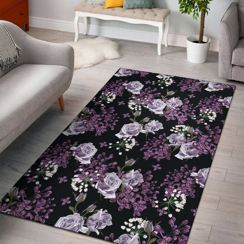 Lilac Pattern Print Design LI04 Area Rugs