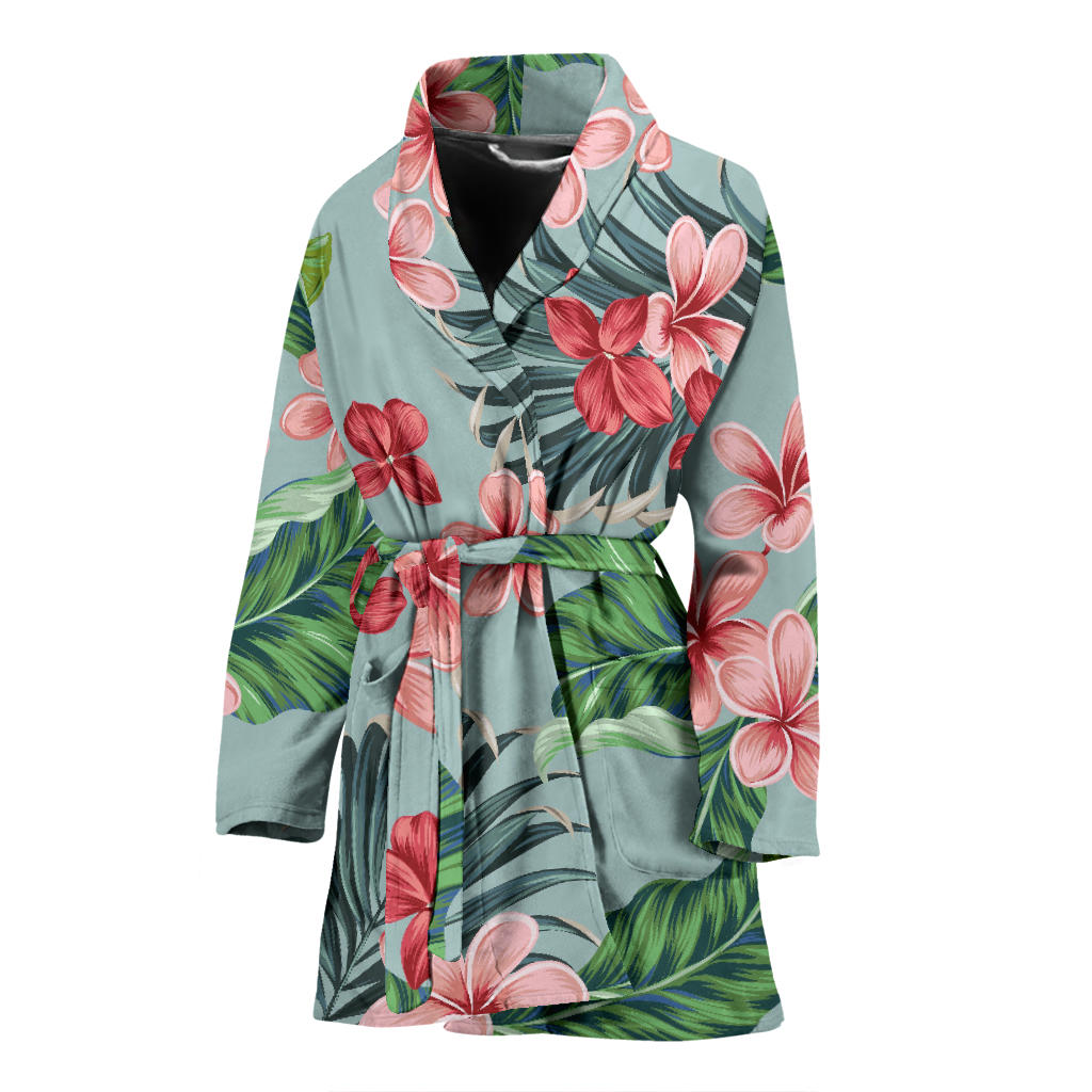 Plumeria Pattern Print Design PM027 Women Bathrobe