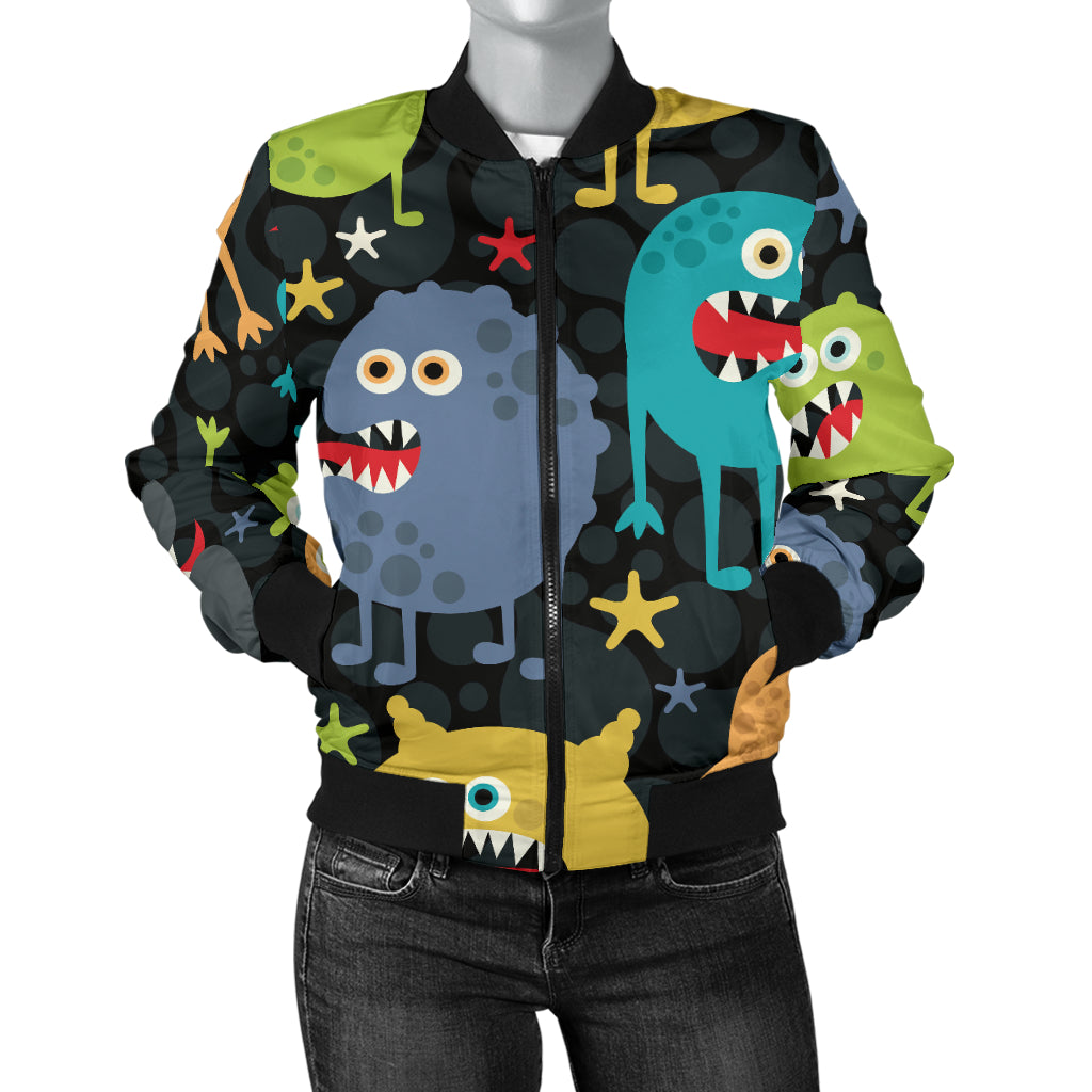 Monster Pattern Print Design 01 Women's Bomber Jacket