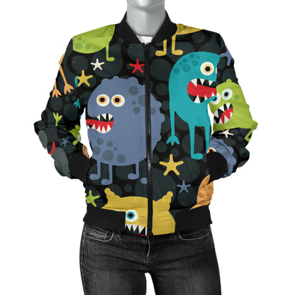 Monster Pattern Print Design 01 Women's Bomber Jacket
