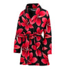 Red Plumeria Pattern Print Design PM025 Women Bathrobe