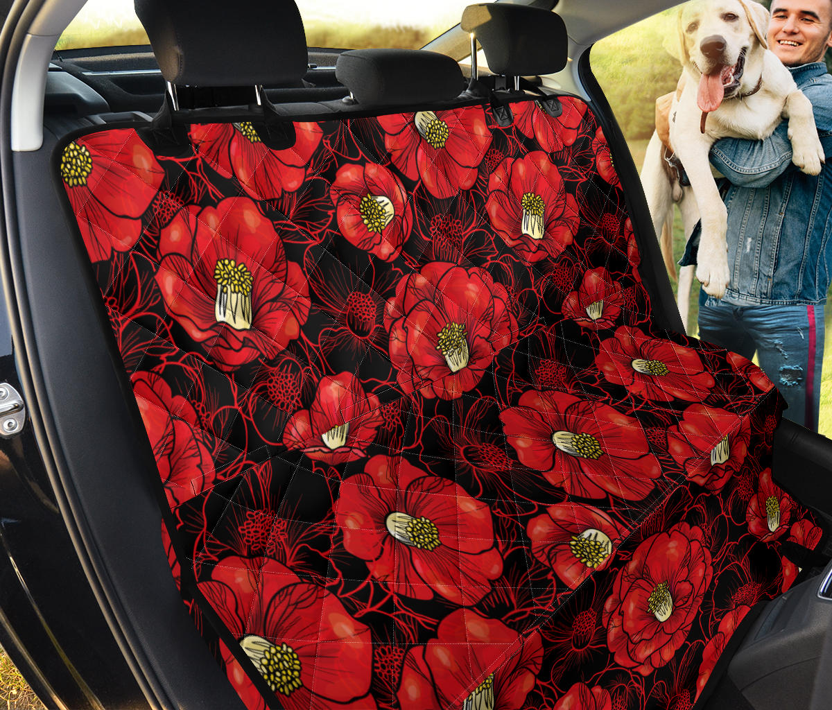 Camellia Pattern Print Design CM06 Rear Dog  Seat Cover