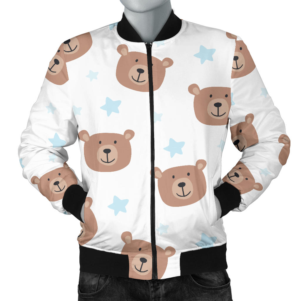 Bear Pattern Print Design BE02 Men Bomber Jacket