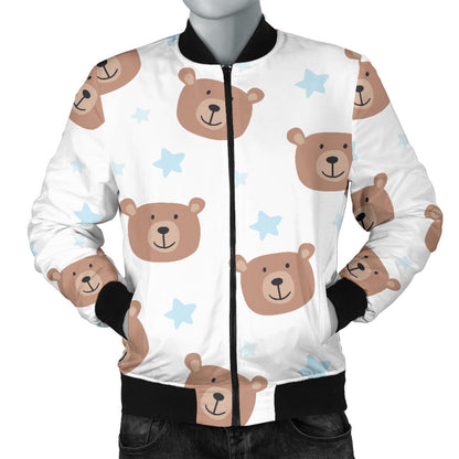 Bear Pattern Print Design BE02 Men Bomber Jacket