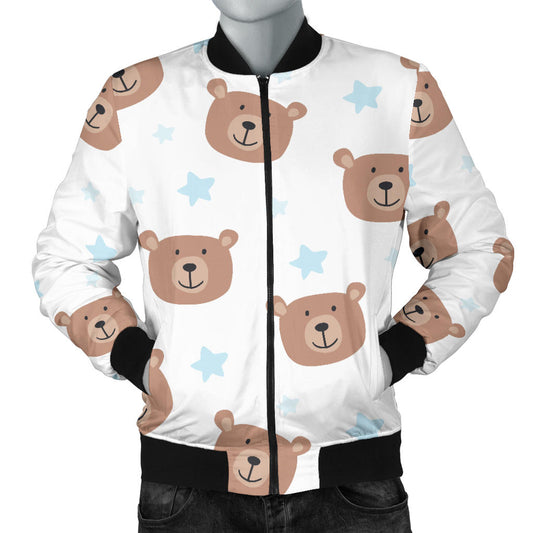 Bear Pattern Print Design BE02 Men Bomber Jacket