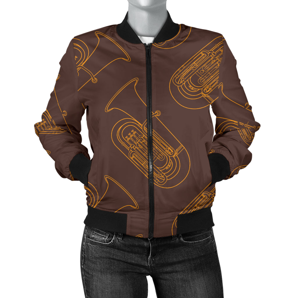 Tuba Pattern Print Design 02 Women's Bomber Jacket