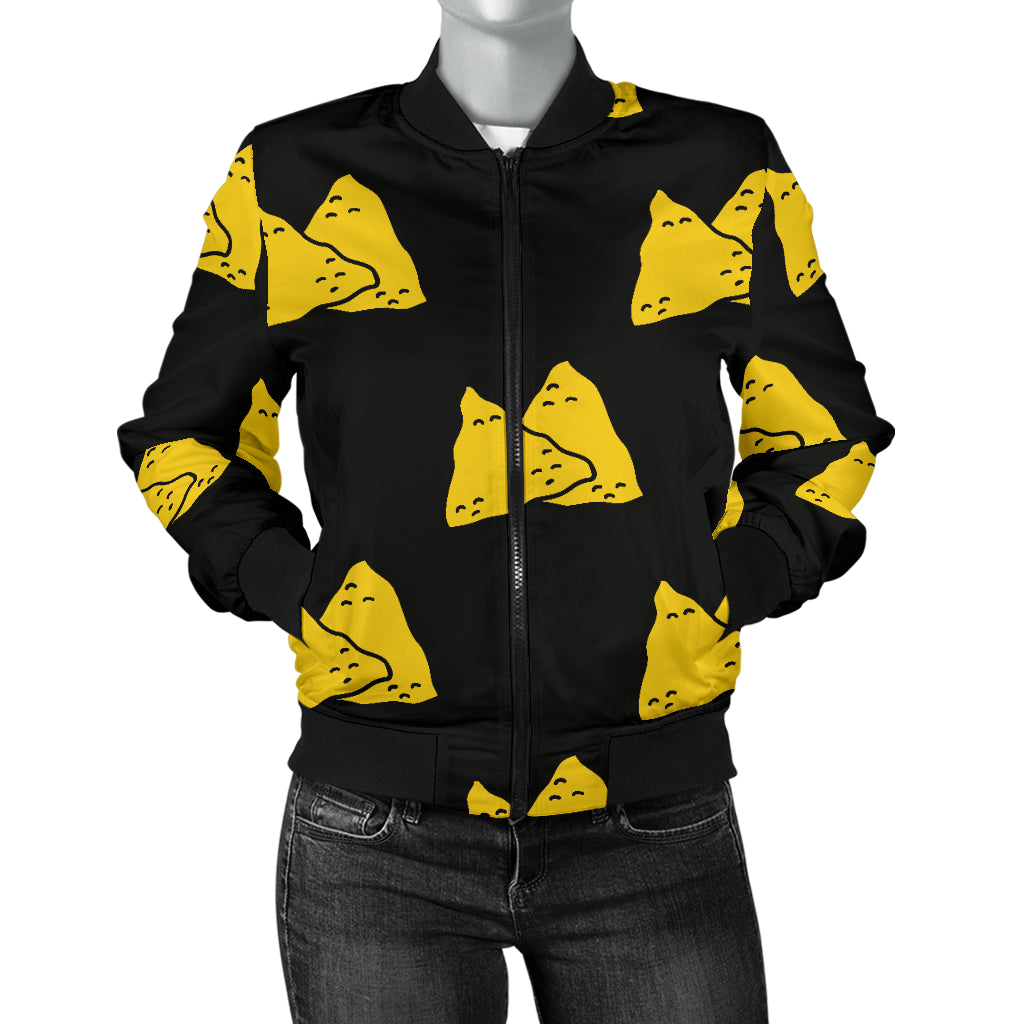 Nachos Pattern Print Design A02 Women's Bomber Jacket