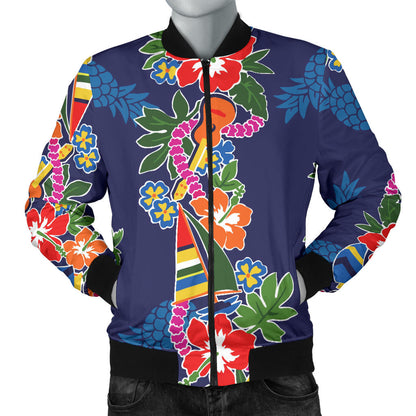 Hawaiian Themed Pattern Print Design H04 Men Bomber Jacket