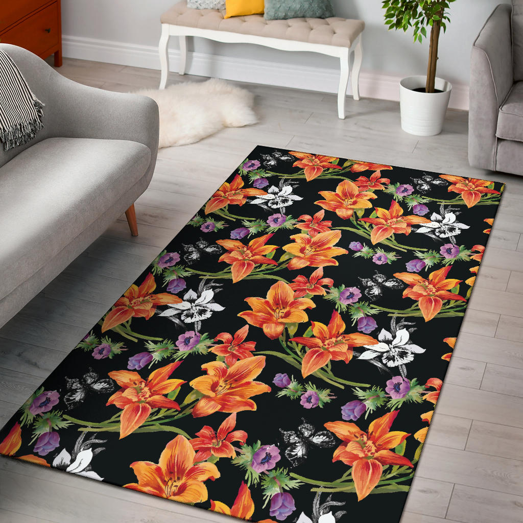 Tropical Flower Pattern Print Design TF02 Area Rugs