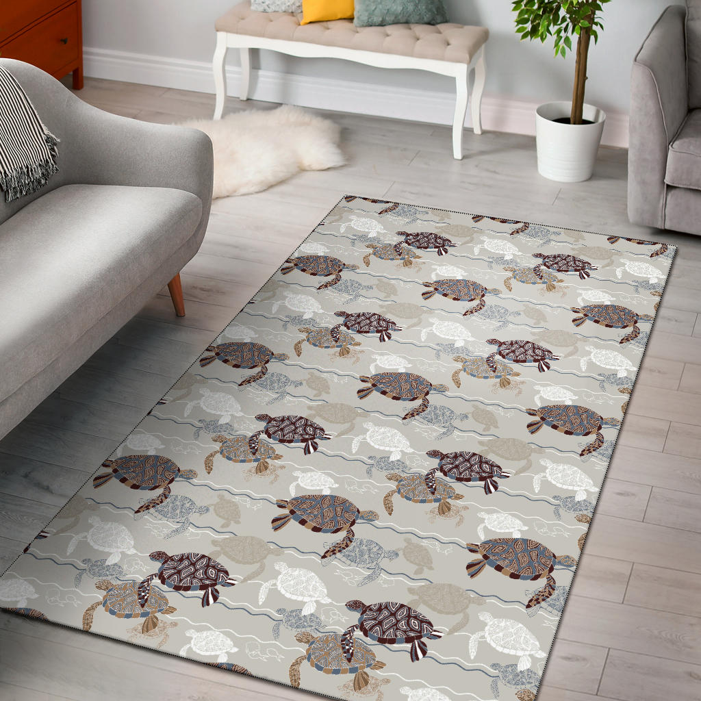 Sea Turtle Pattern Print Design T07 Area Rugs