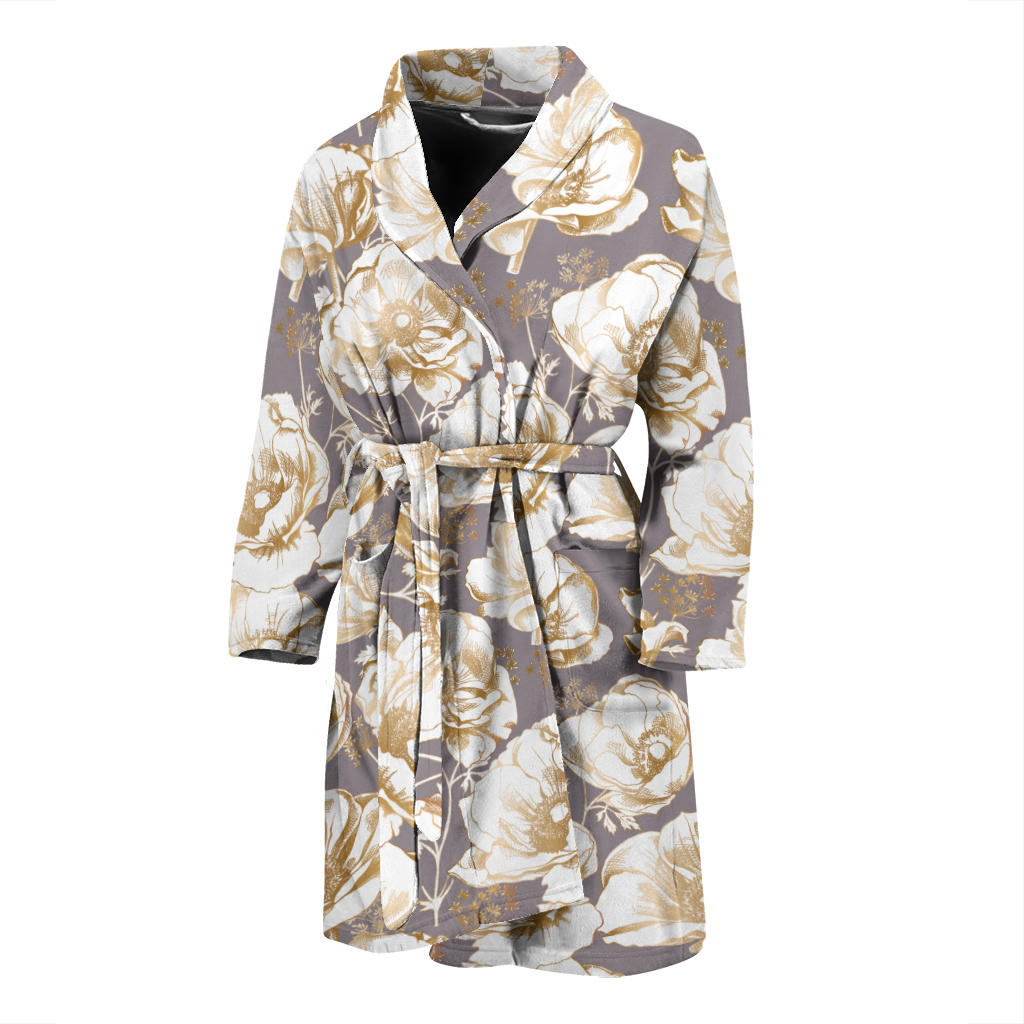 Anemone Pattern Print Design AM05 Men Bathrobe