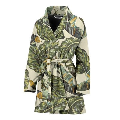 Banana Leaf Pattern Print Design BL08 Women Bathrobe