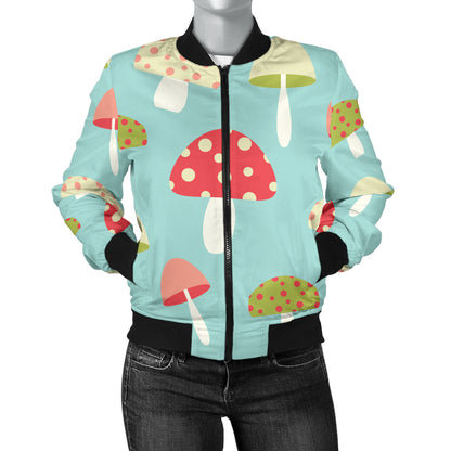 Mushroom Pattern Print Design A01 Women's Bomber Jacket