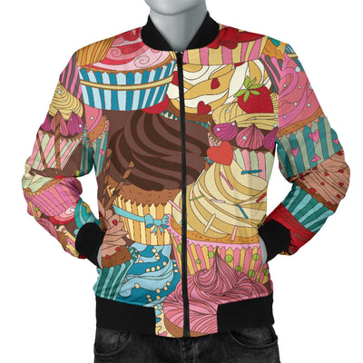 Cupcake Pattern Print Design CP01 Men Bomber Jacket