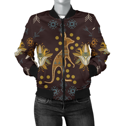 Kangaroos Pattern Print Design 03 Women's Bomber Jacket