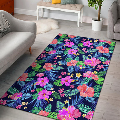 Neon Hibiscus Pattern Print Design HB016 Area Rugs