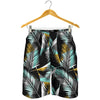 Gold Glitter Cyan Tropical Palm Leaves Mens Shorts