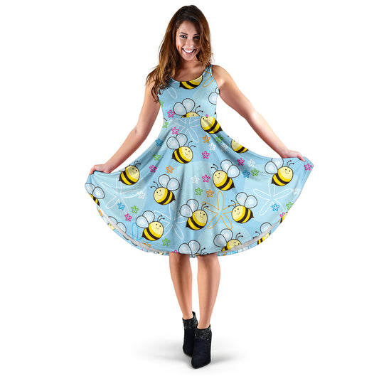 Bee Pattern Print Design BEE03 Midi Dress