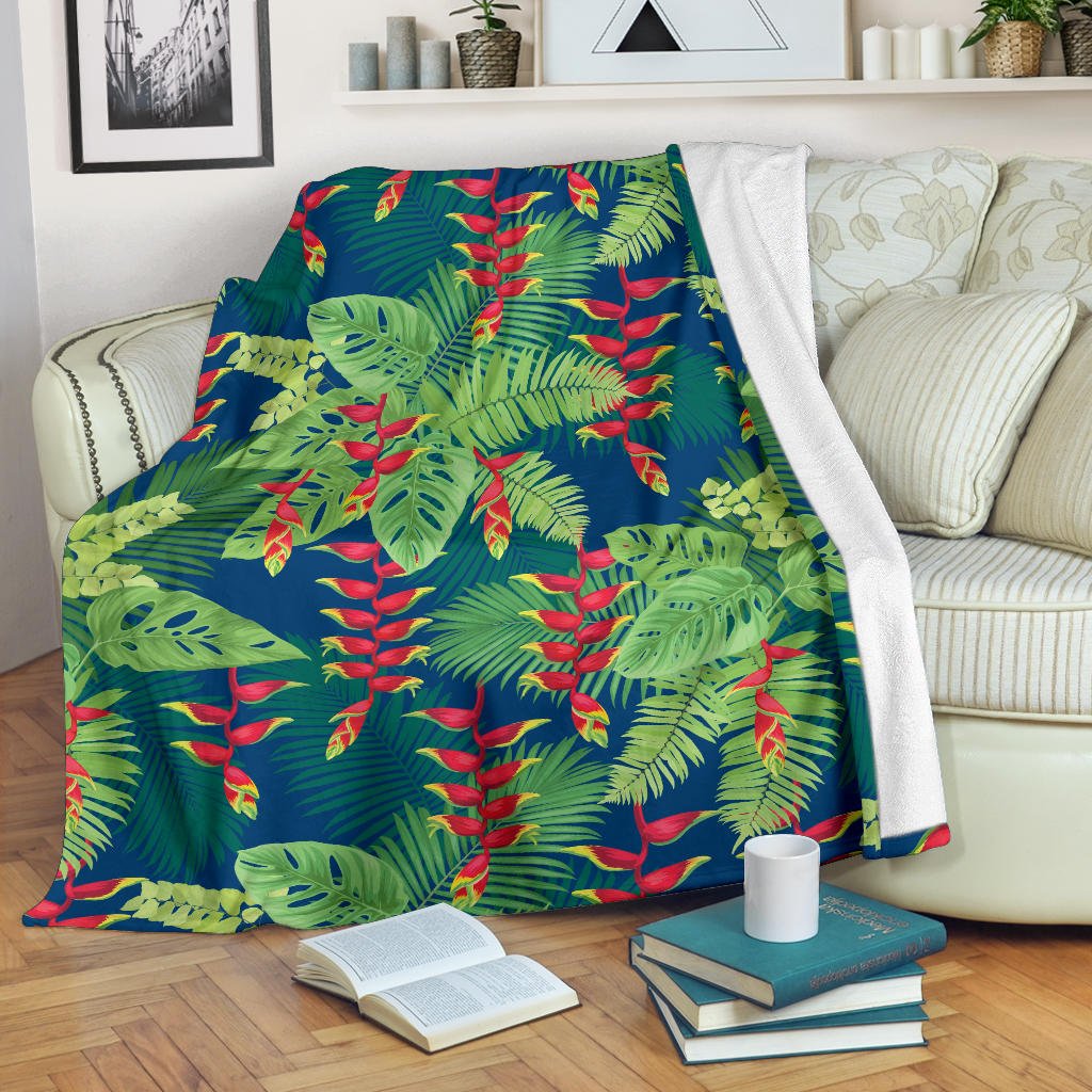 Heliconia Pattern Print Design HL08 Fleece Blanket