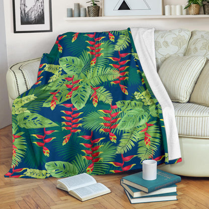 Heliconia Pattern Print Design HL08 Fleece Blanket