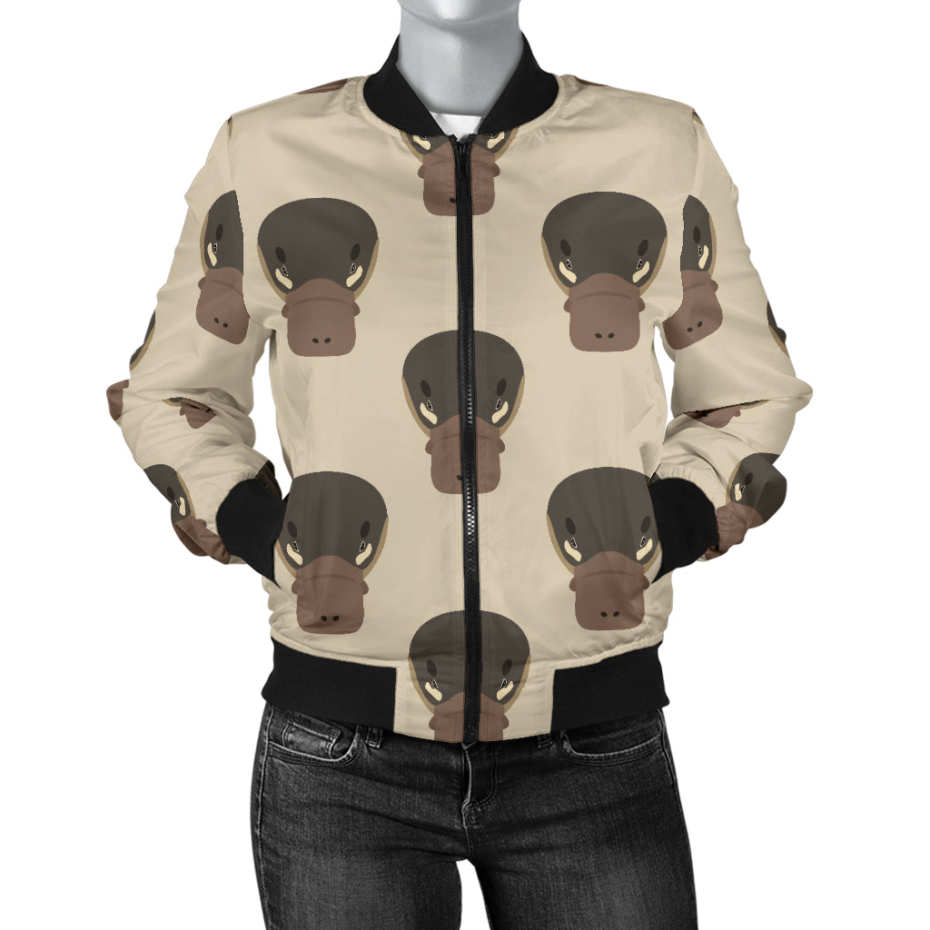 Platypus Pattern Print Design A03 Women's Bomber Jacket