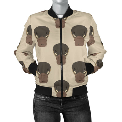 Platypus Pattern Print Design A03 Women's Bomber Jacket