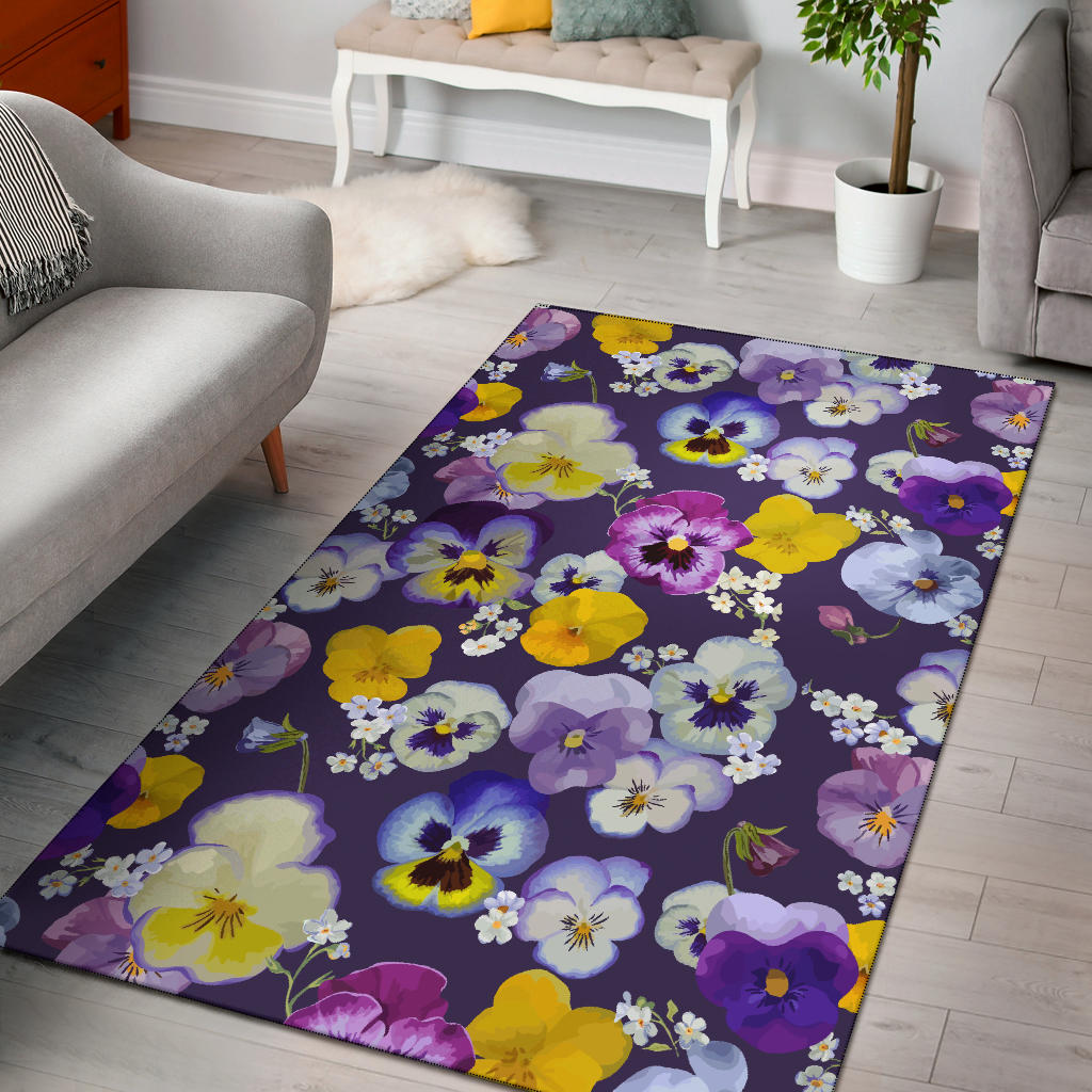 Pansy Pattern Print Design PS02 Area Rugs