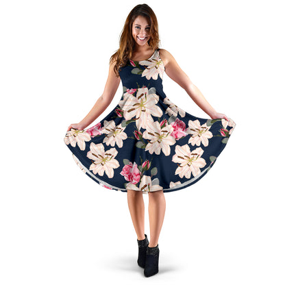 Lily Pattern Print Design LY04 Midi Dress
