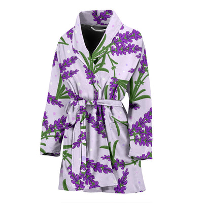 Lavender Pattern Print Design LV02 Women Bathrobe