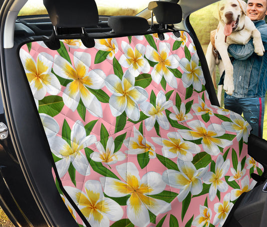 White Plumeria Pattern Print Design PM011 Rear Dog  Seat Cover