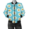 Daisy Pattern Print Design DS03 Women Bomber Jacket