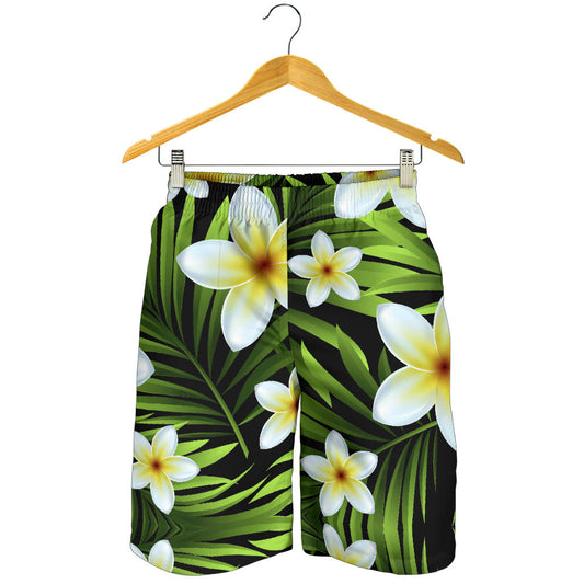 White Plumeria Pattern Print Design PM06 Mens Shorts