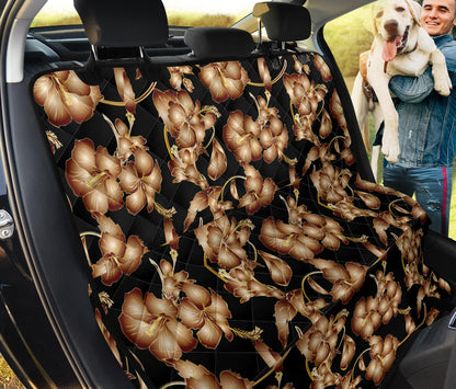 Brown Hibiscus Pattern Print Design HB06 Rear Dog  Seat Cover