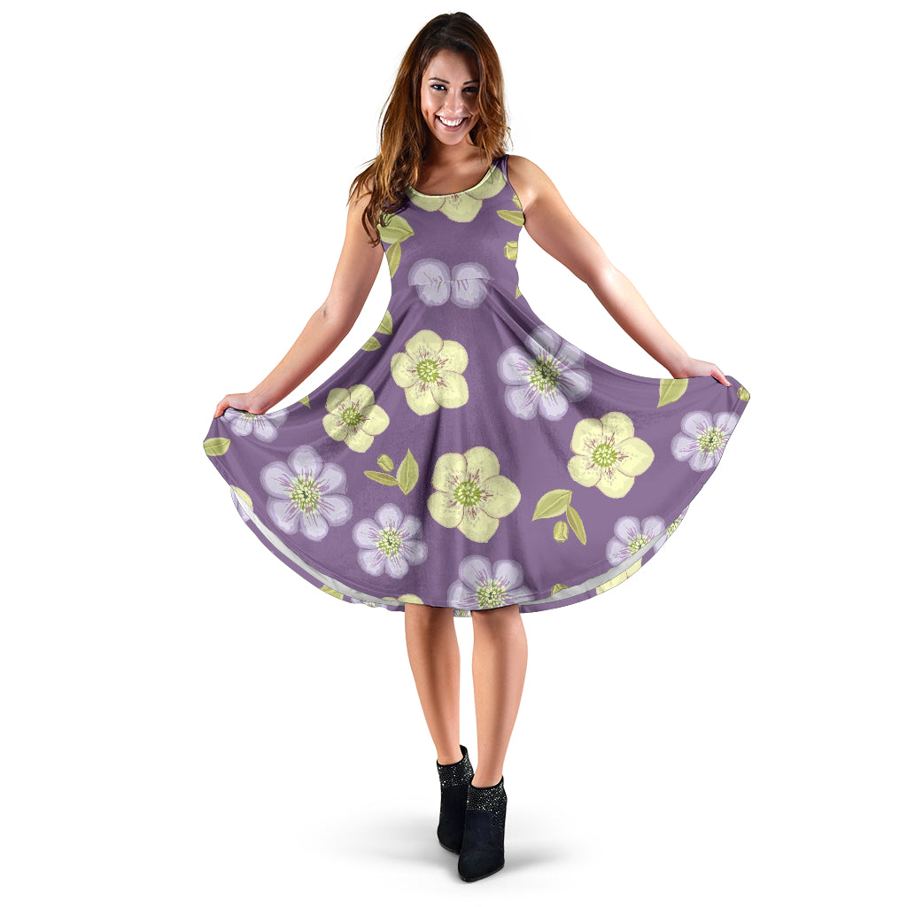 Anemone Pattern Print Design AM013 Midi Dress