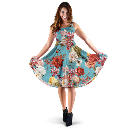 Summer Floral Pattern Print Design SF05 Midi Dress