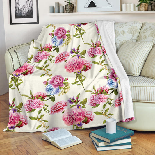 Carnations Pattern Print Design CN02 Fleece Blanket