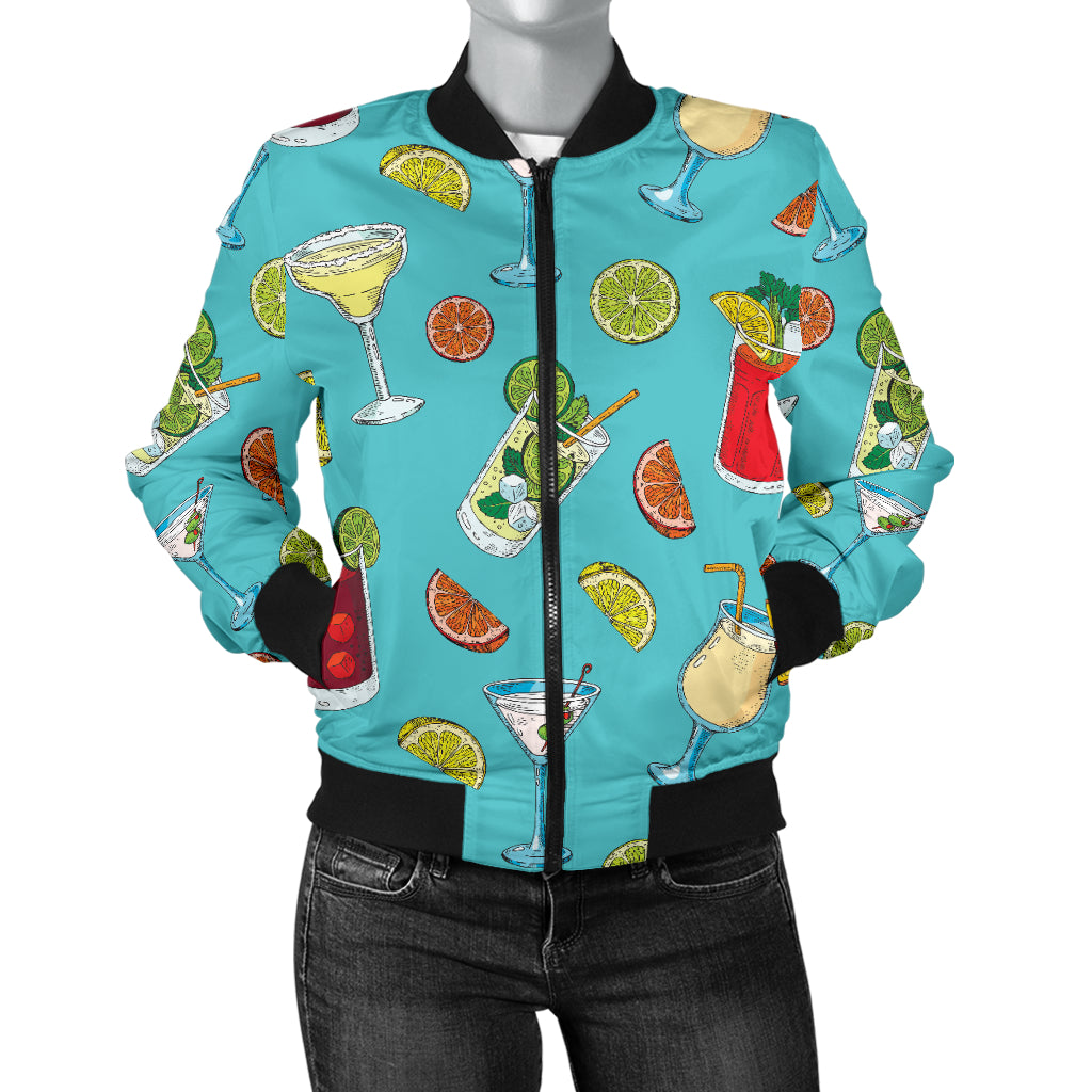 Cocktail Pattern Print Design 05 Women's Bomber Jacket