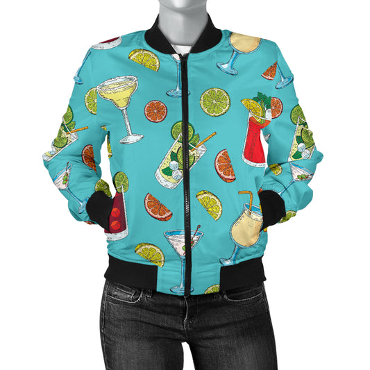 Cocktail Pattern Print Design 05 Women's Bomber Jacket