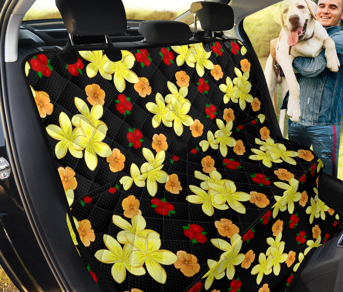 Yellow Plumeria Pattern Print Design PM04 Rear Dog  Seat Cover