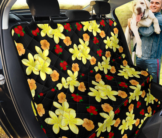 Yellow Plumeria Pattern Print Design PM04 Rear Dog  Seat Cover