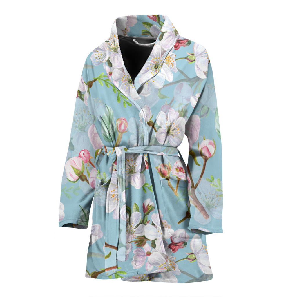 Apple Blossom Pattern Print Design AB06 Women Bathrobe
