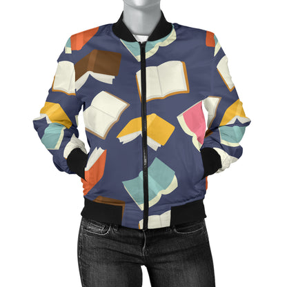 Book Pattern Print Design 01 Women's Bomber Jacket