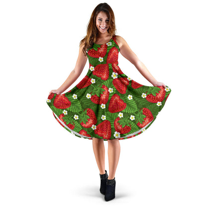 Strawberry Pattern Print Design SB05 Midi Dress